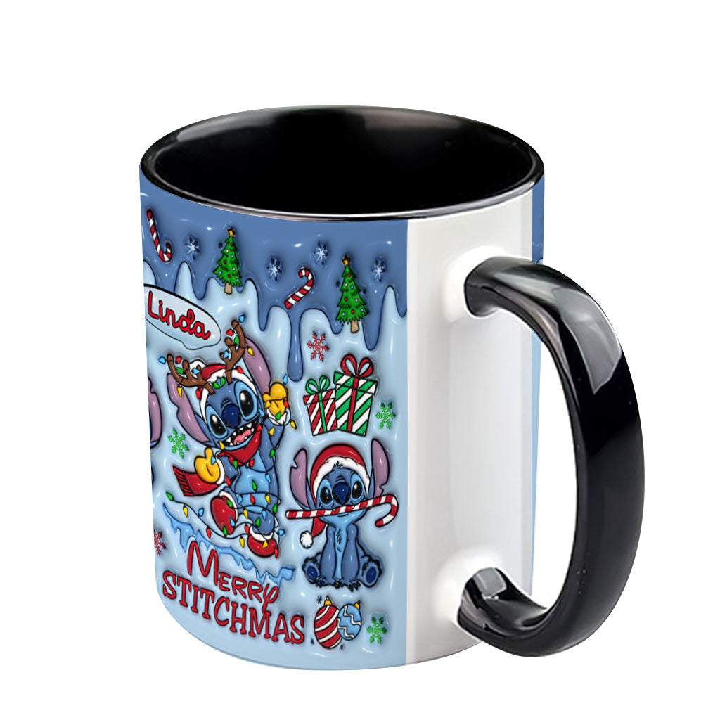 Personalized Merry Stitchmas Ohana Accent Mug Gift for Mom
