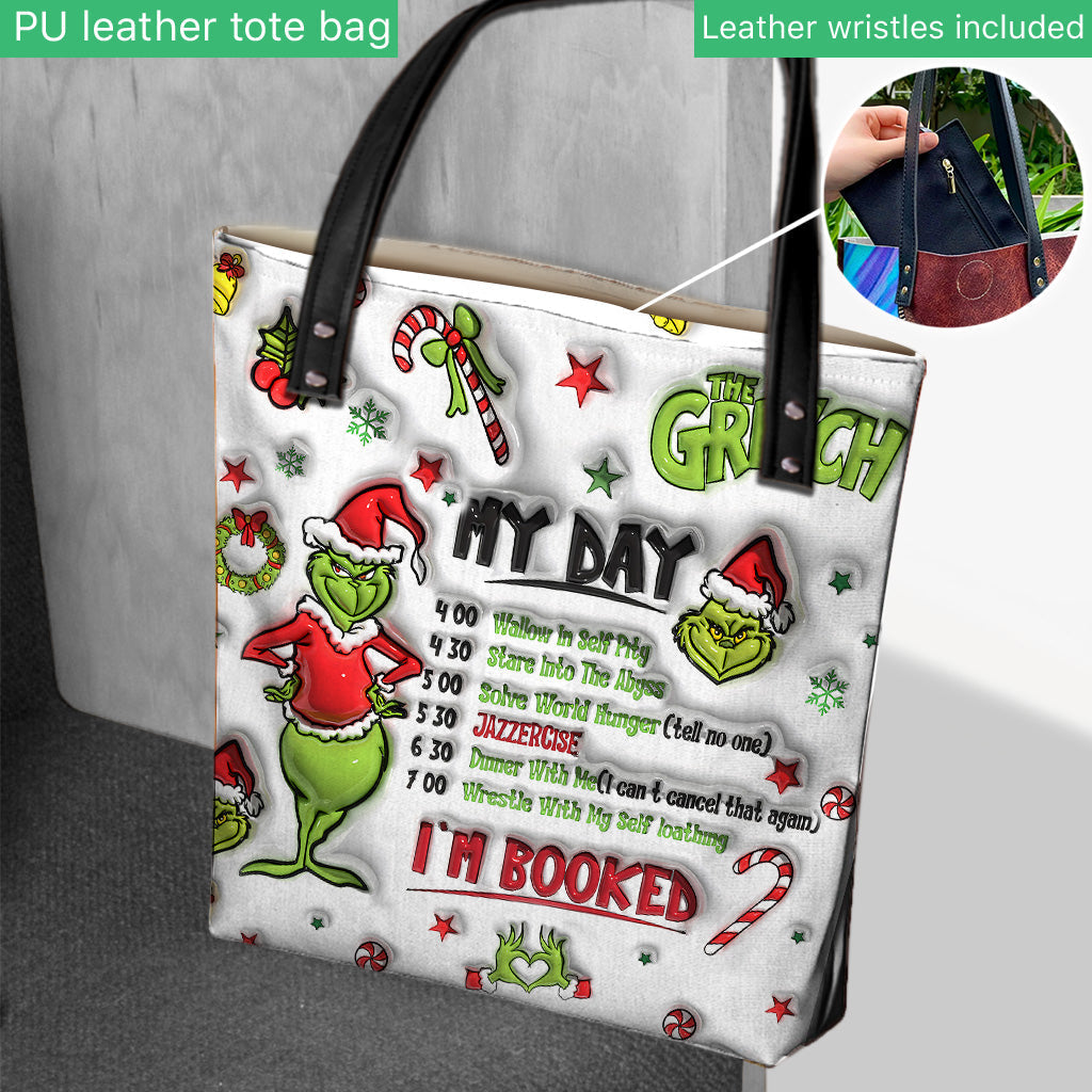 Personalized Grinch Christmas Tote Bag Custom Name Gift