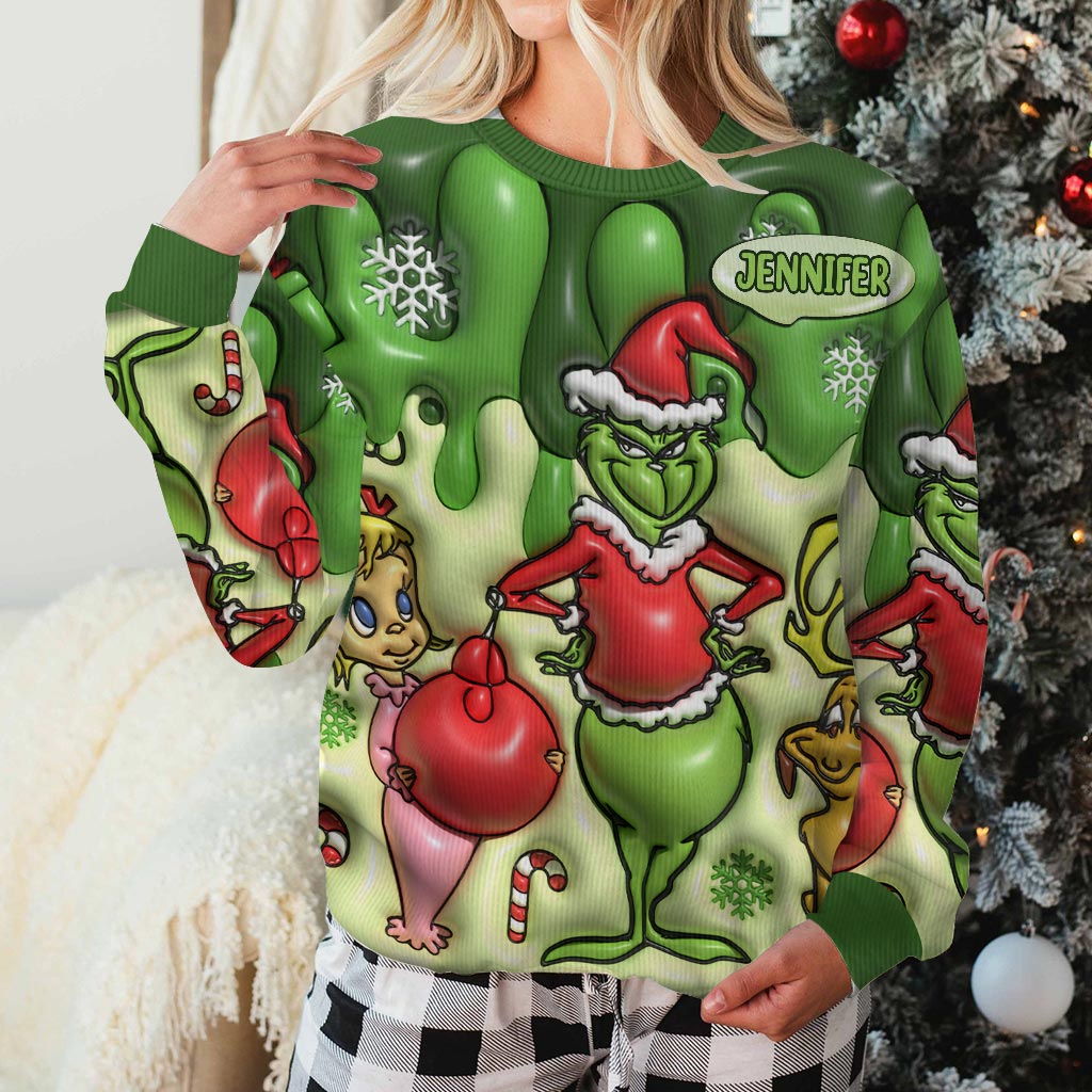 Personalized Grinch Christmas Ugly Sweater Gift for Mom