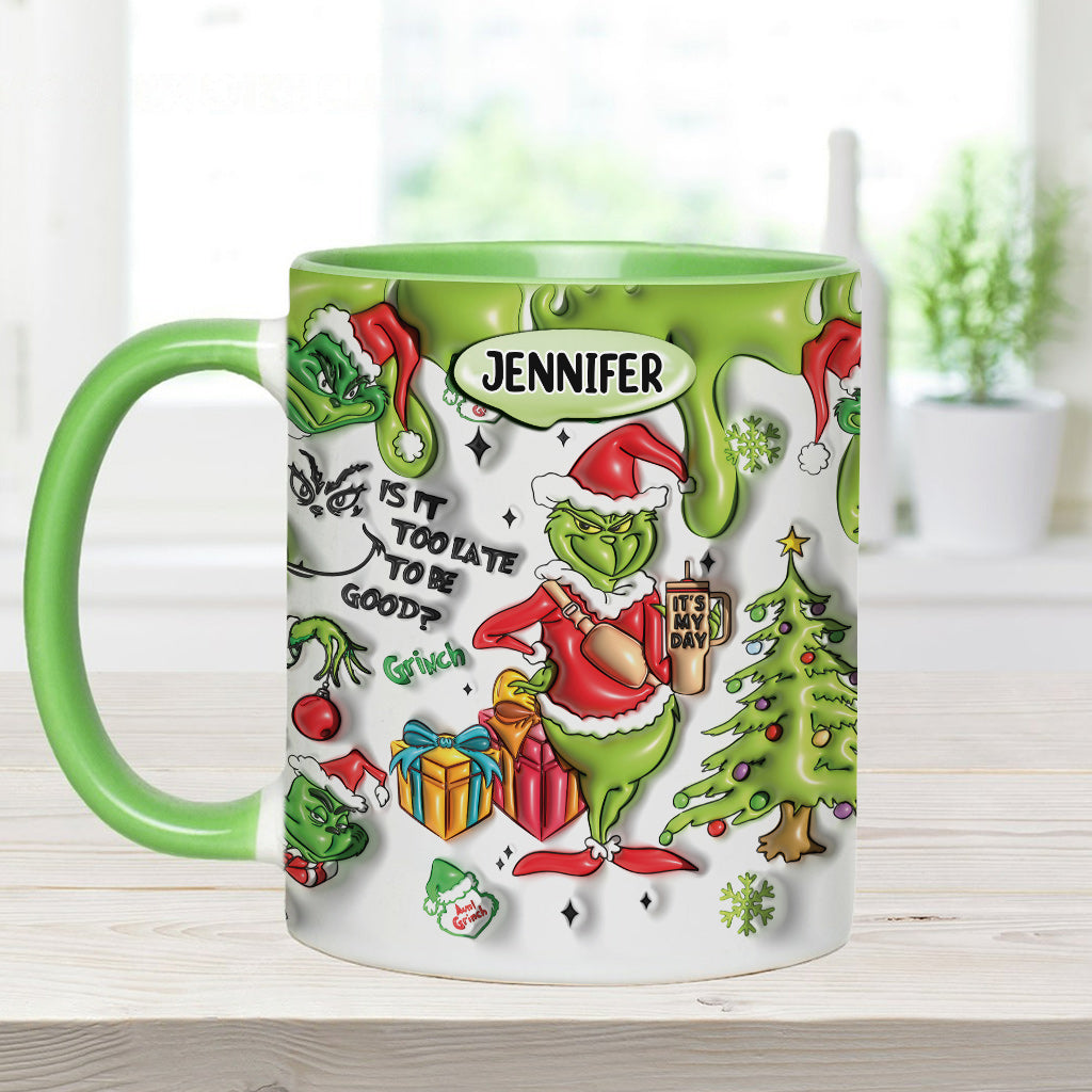 Personalized Grinch Accent Mug Custom Name Christmas Gift