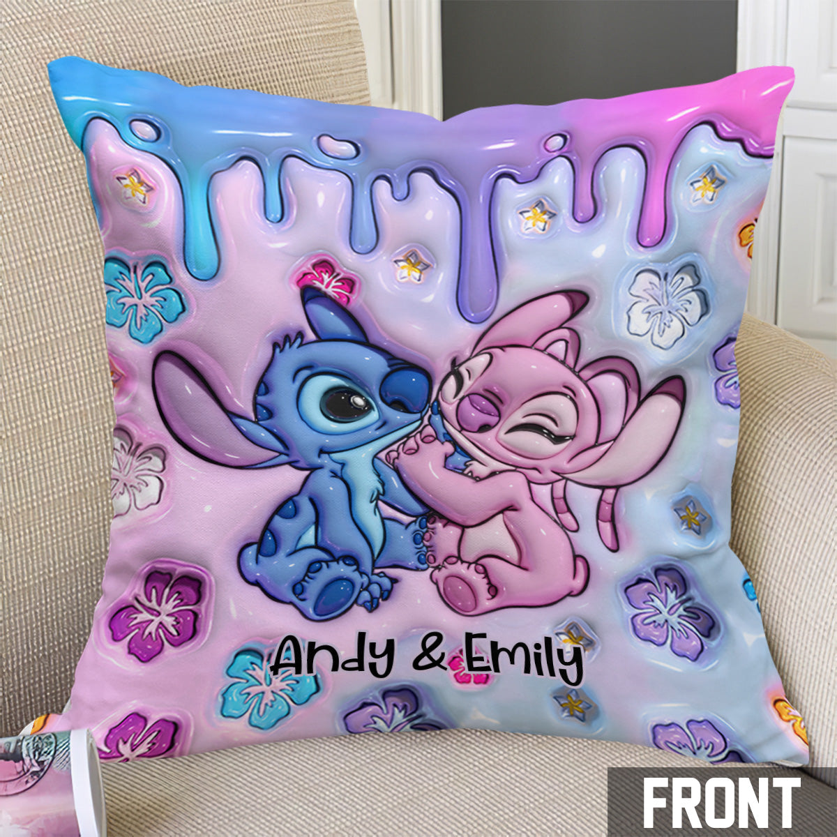 Personalized Ohana Throw Pillow Custom Names Gift for Couples