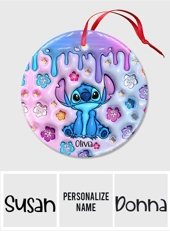 Personalized Ohana Ceramic Circle Ornament for Family Gift