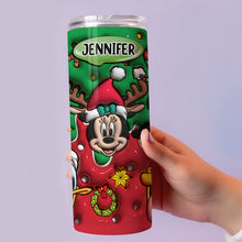 Load image into Gallery viewer, Personalized Christmas Mouse Skinny Tumbler Custom Name Gift
