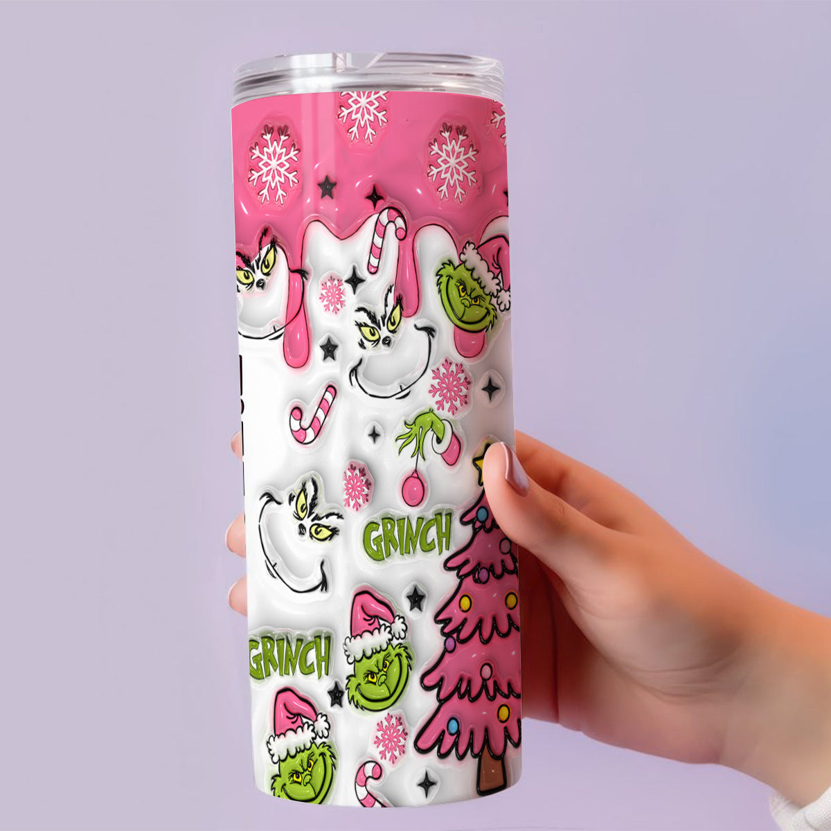 Personalized Grinchmas Skinny Tumbler Custom Name Holiday Gift