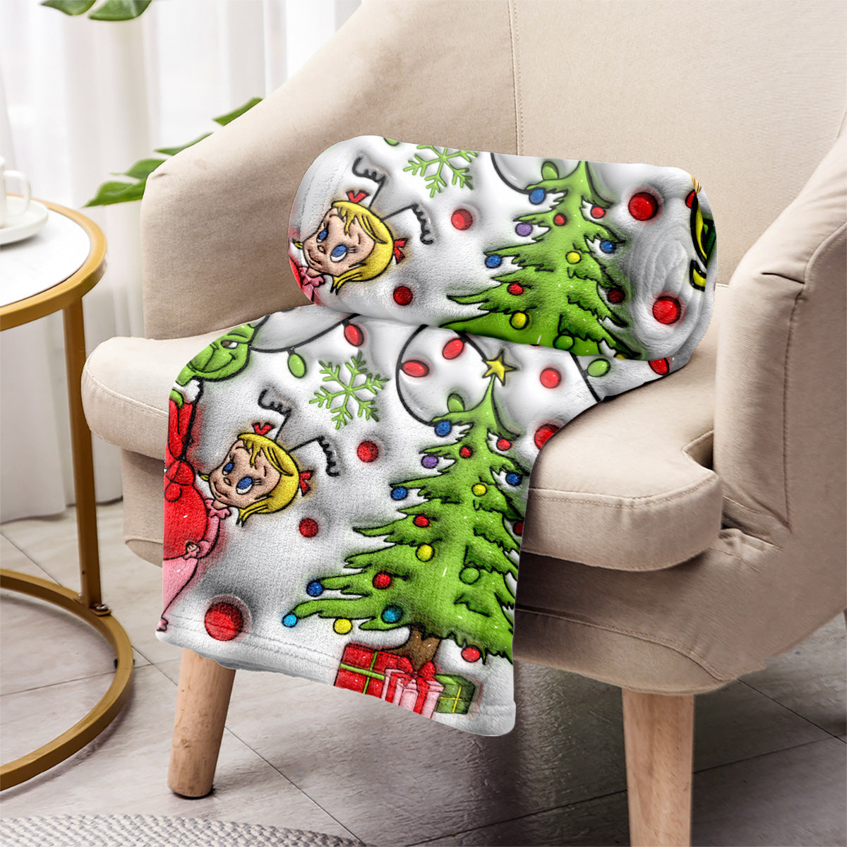 Personalized Grinch Blanket Custom Name Gift for Christmas