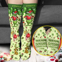 Load image into Gallery viewer, Personalized Christmas Socks with Grinch Design for Kids &amp; Adults
