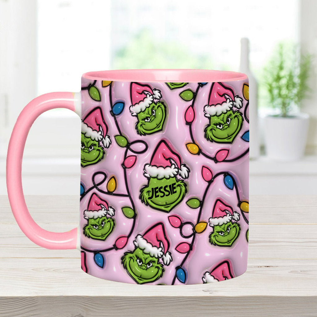 Personalized Christmas Accent Mug with Grinch Design for Kids