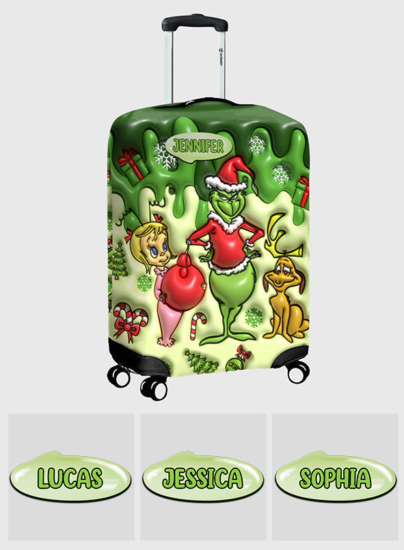 Personalized Grinchmas Luggage Cover Custom Family Name Gift