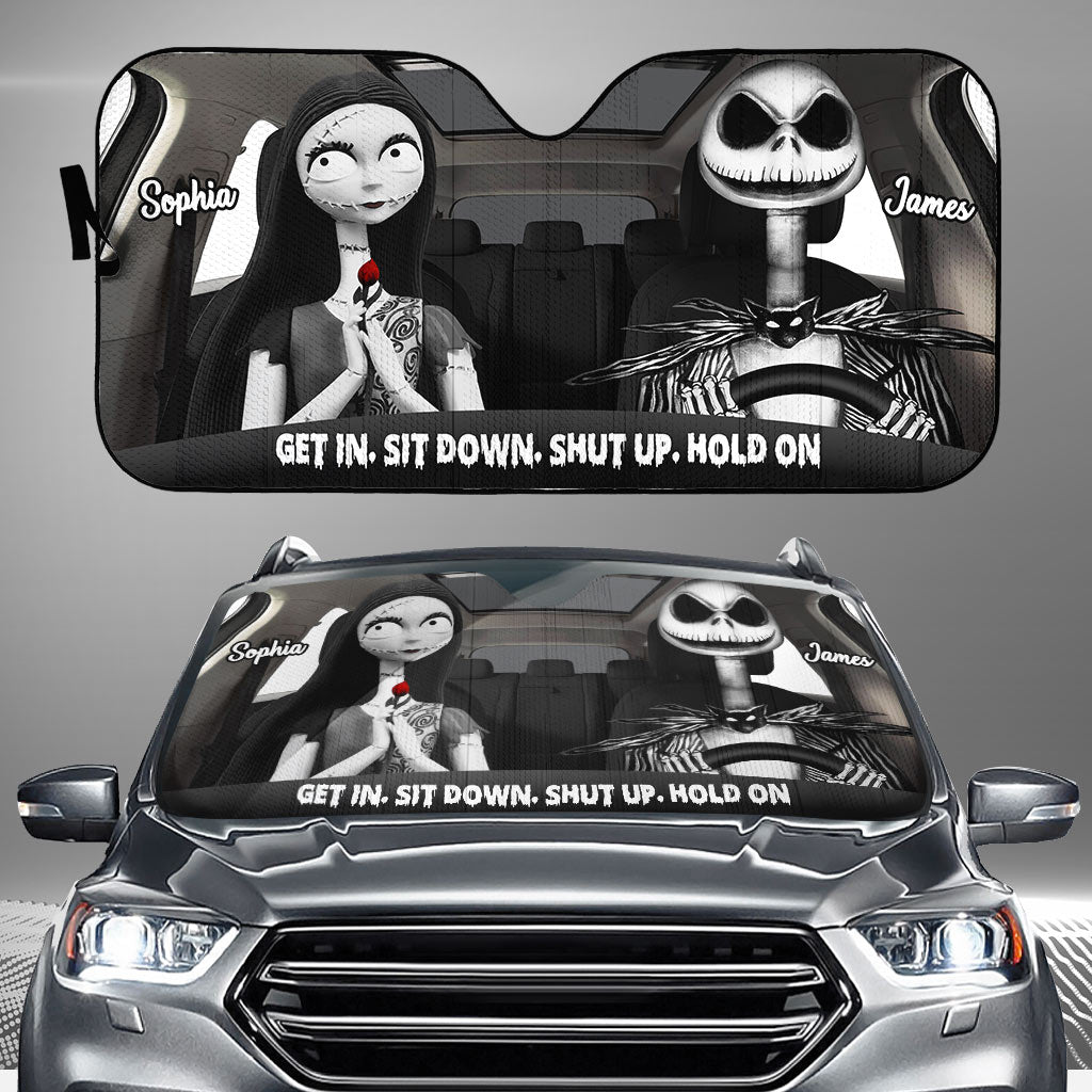 Personalized Nightmare Car Sunshade Custom Names Gift for Couple