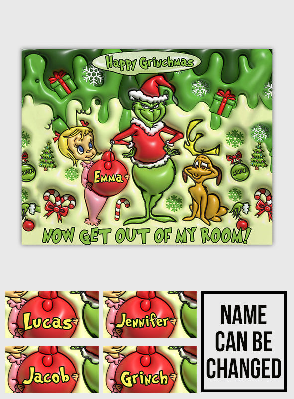 Personalized Grinchmas Wall Tapestry Custom Name Christmas Decor