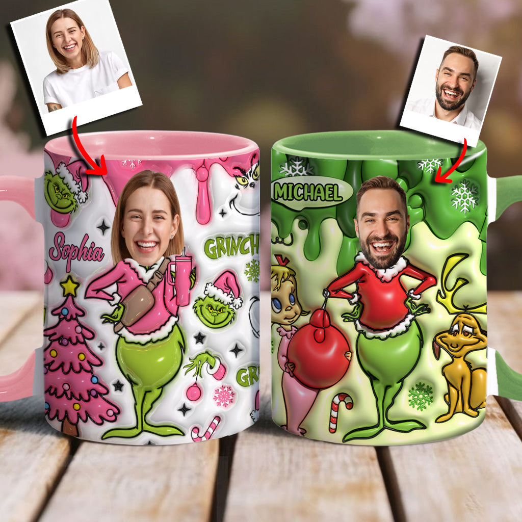 Personalized Grinch Christmas Accent Mug Custom Name Gift