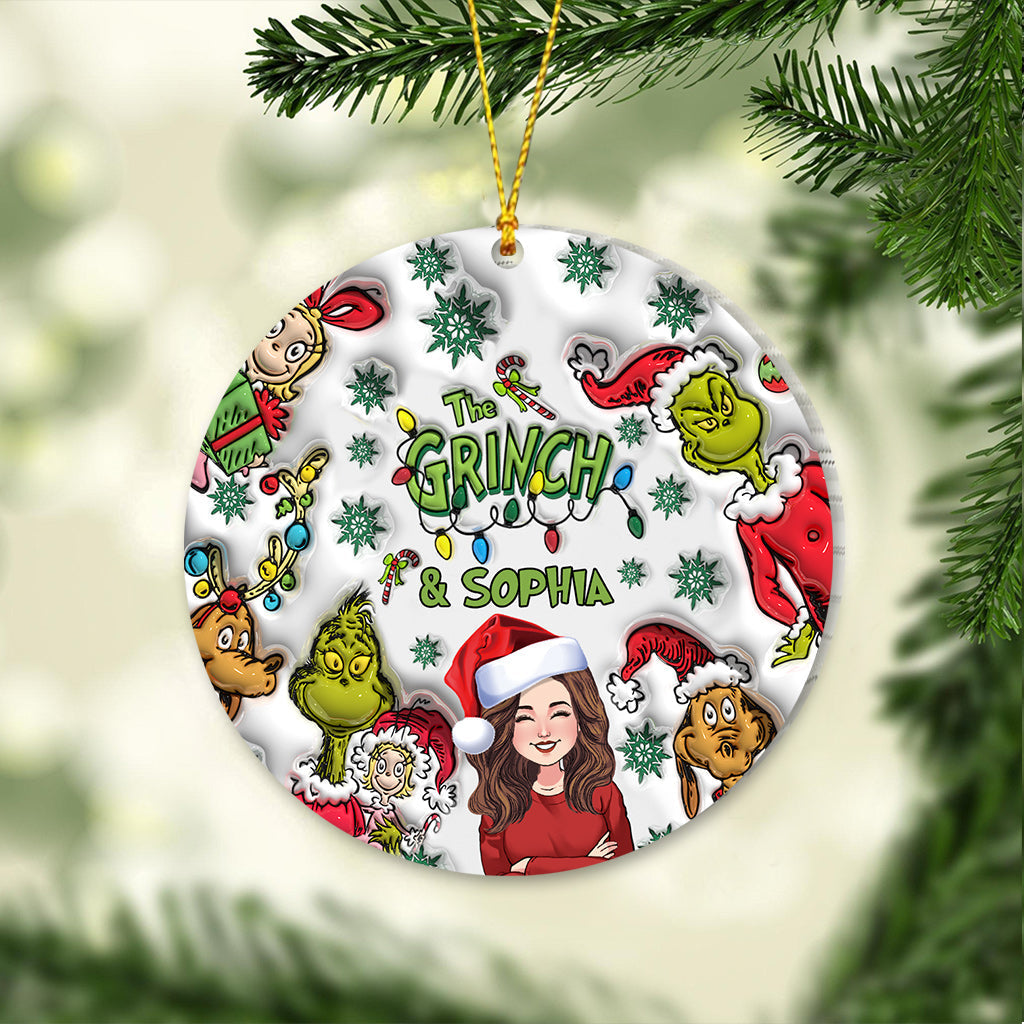 Personalized Grinch Christmas Ornament Custom Name Gift