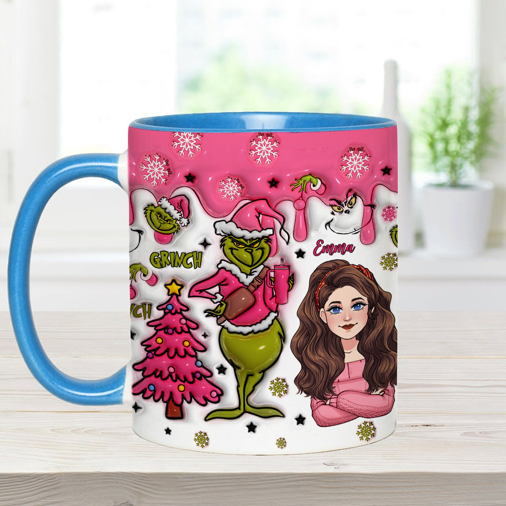 Personalized Grinch Accent Mug with Custom Name for Christmas Gift