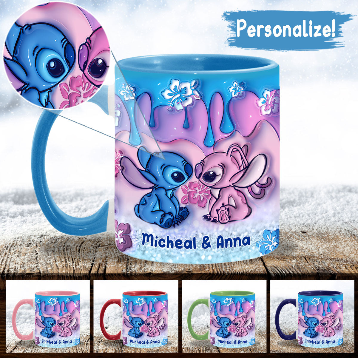 Personalized Ohana Accent Mug Unique Gift for Couples