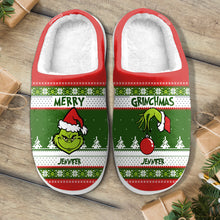 Load image into Gallery viewer, Personalized Merry Grinchmas Slippers Gift for Christmas
