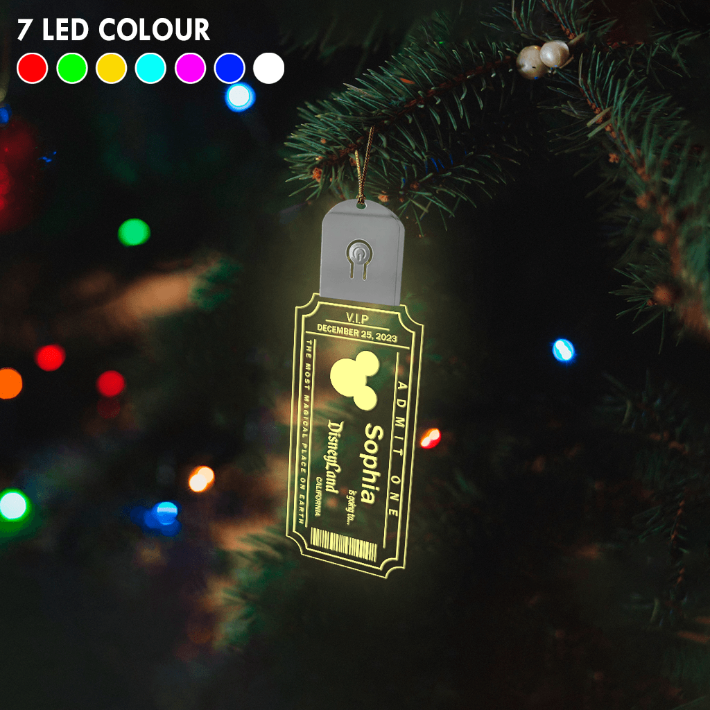Personalized LED Acrylic Christmas Ornament with Mouse Design