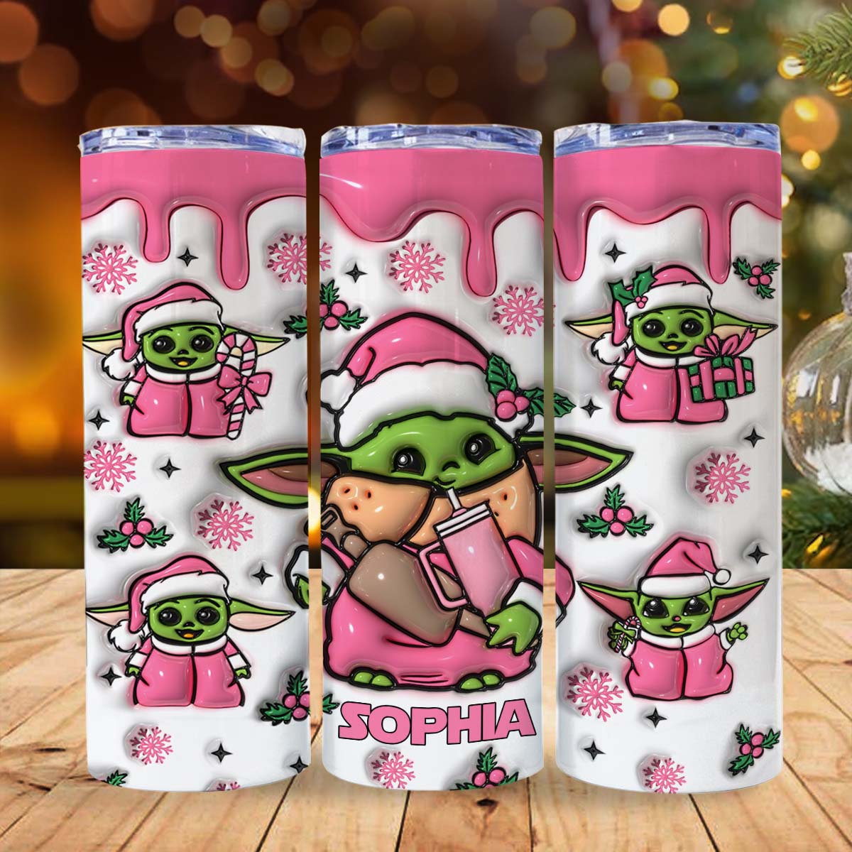 Personalized Pink Skinny Tumbler Custom Name Holiday Gift