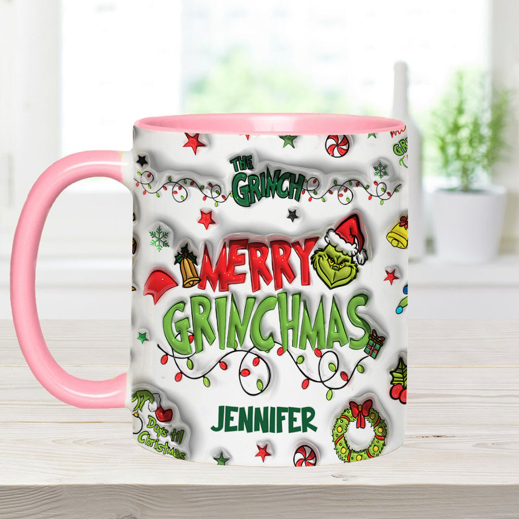 Personalized Grinch Christmas Accent Mug Custom Name Gift