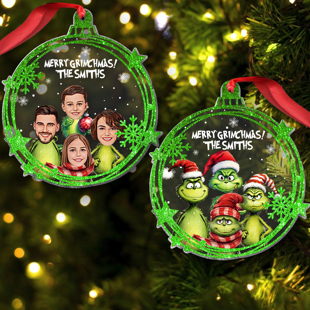 Personalized Merry Grinchmas One-sided Ornament Custom Family Gift
