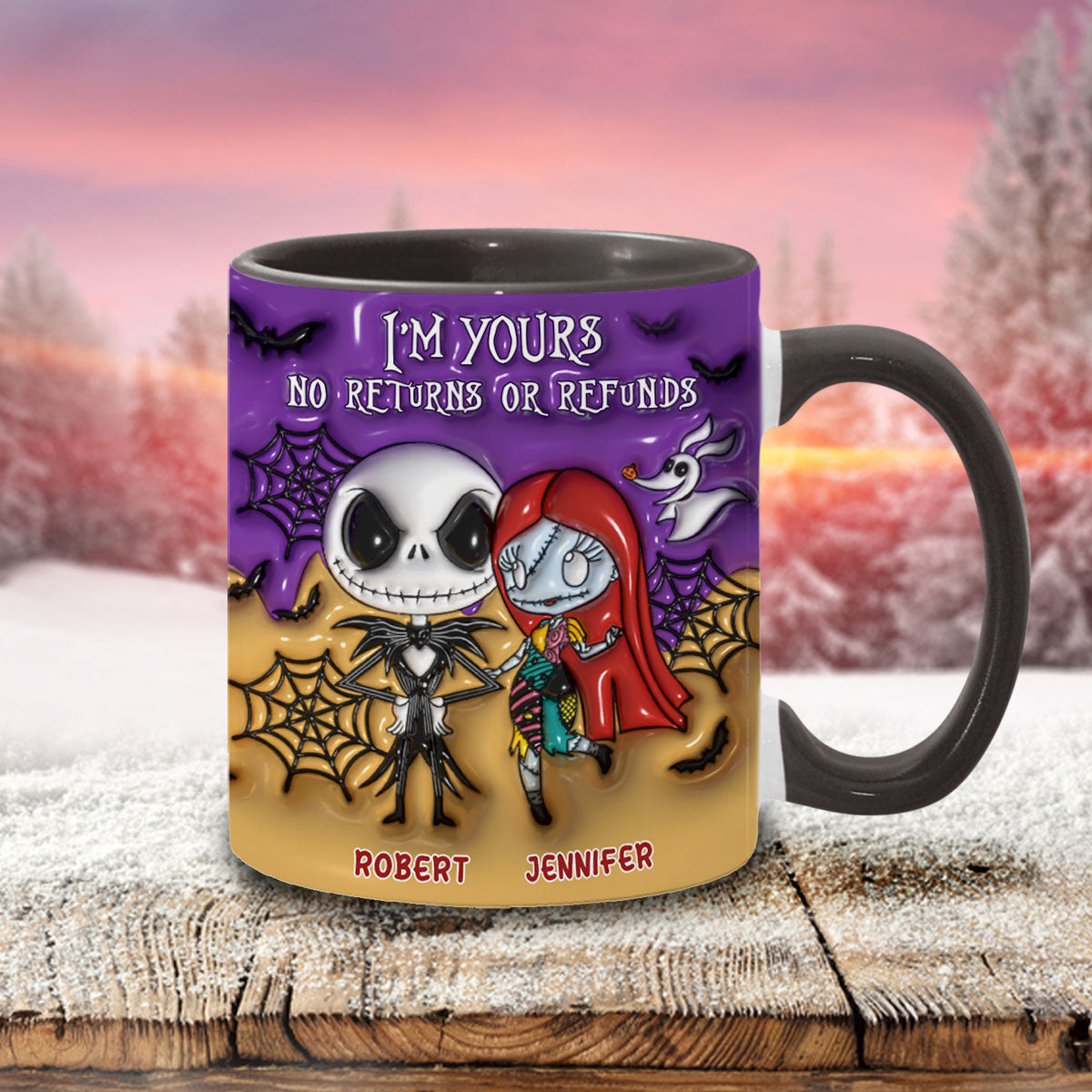 Personalized Nightmare Accent Mug Custom Name Gift for Couples Halloween