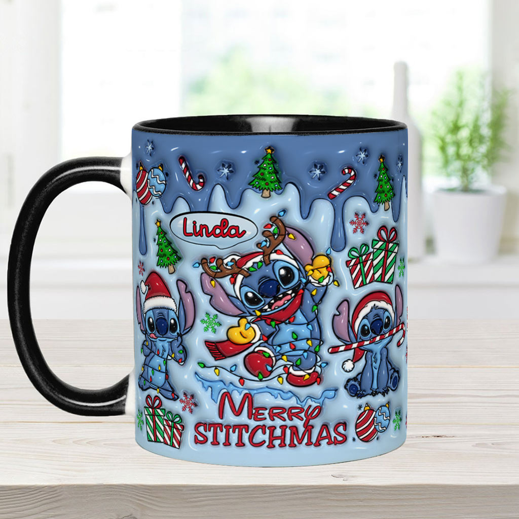 Personalized Merry Stitchmas Ohana Accent Mug Gift for Mom