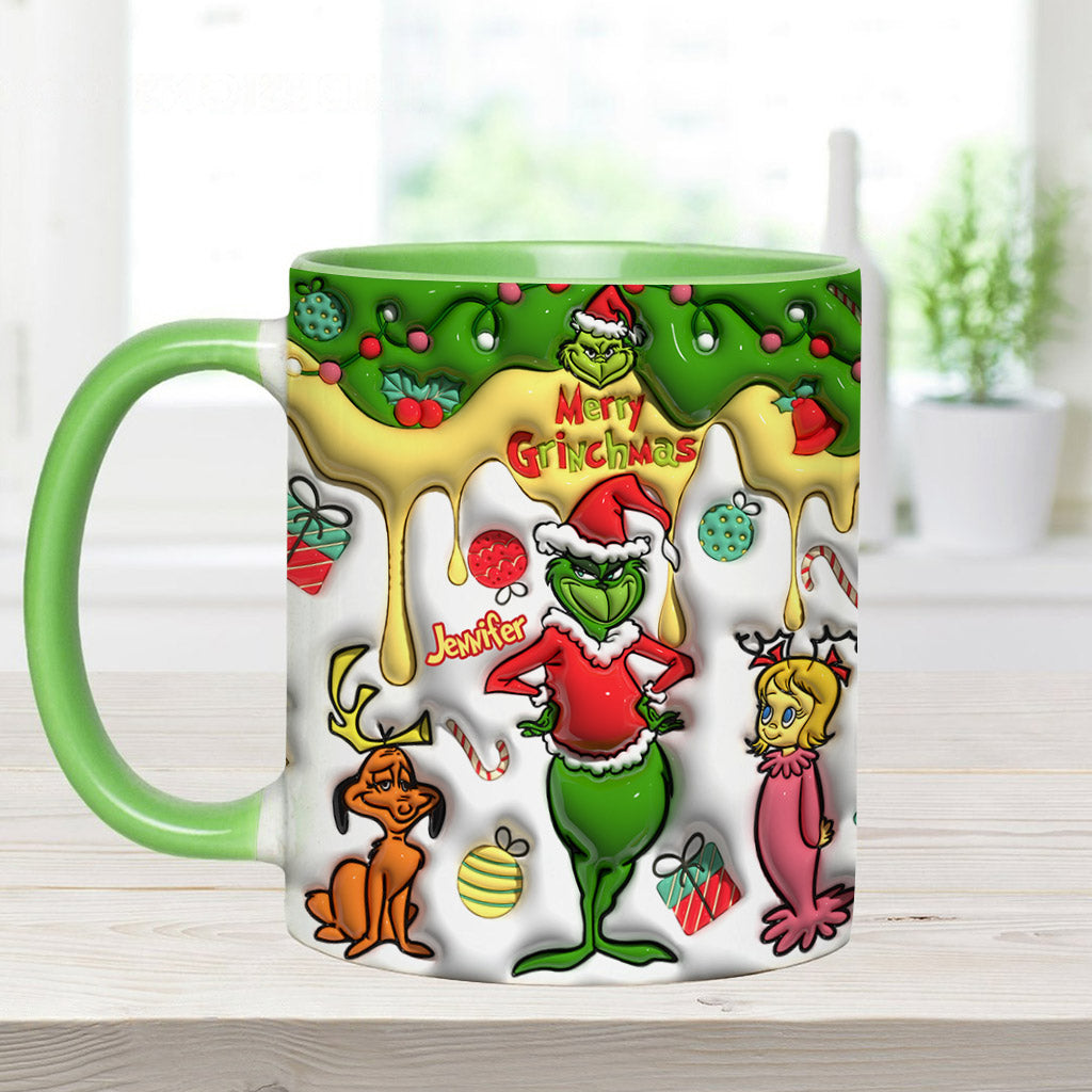 Personalized Merry Grinchmas Accent Mug Custom Name Gift
