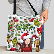 Load image into Gallery viewer, Personalized Grinch Tote Bag Custom Name Gift for Christmas
