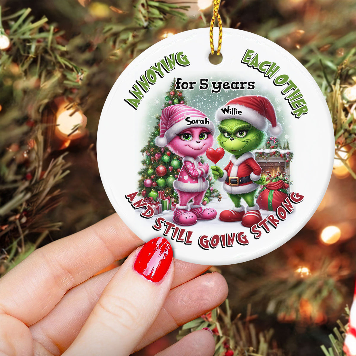 Personalized Ceramic Christmas Ornament Annoying Each Other Gift for Couple