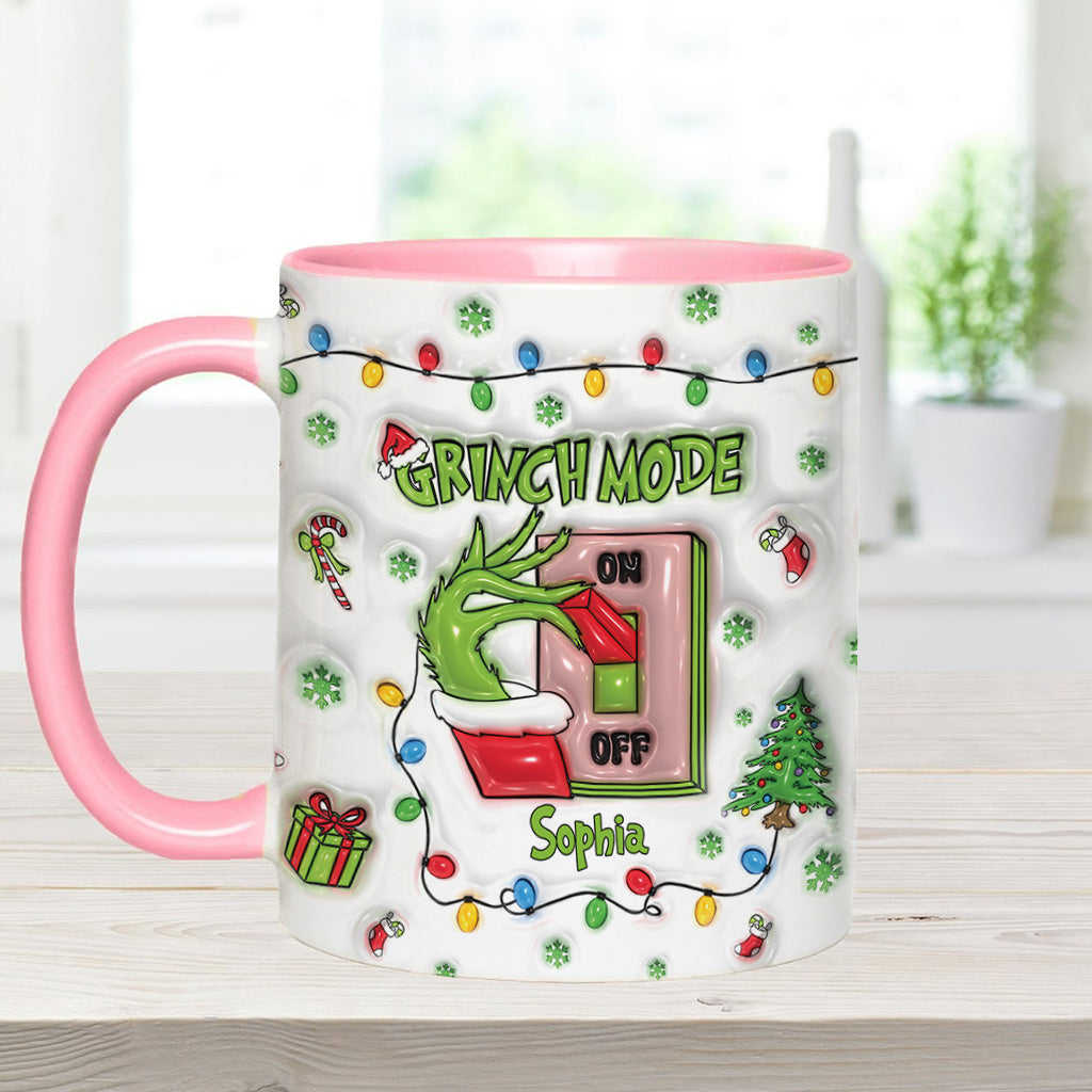 Personalized Grinch Mode Accent Mug Custom Name Holiday Gift