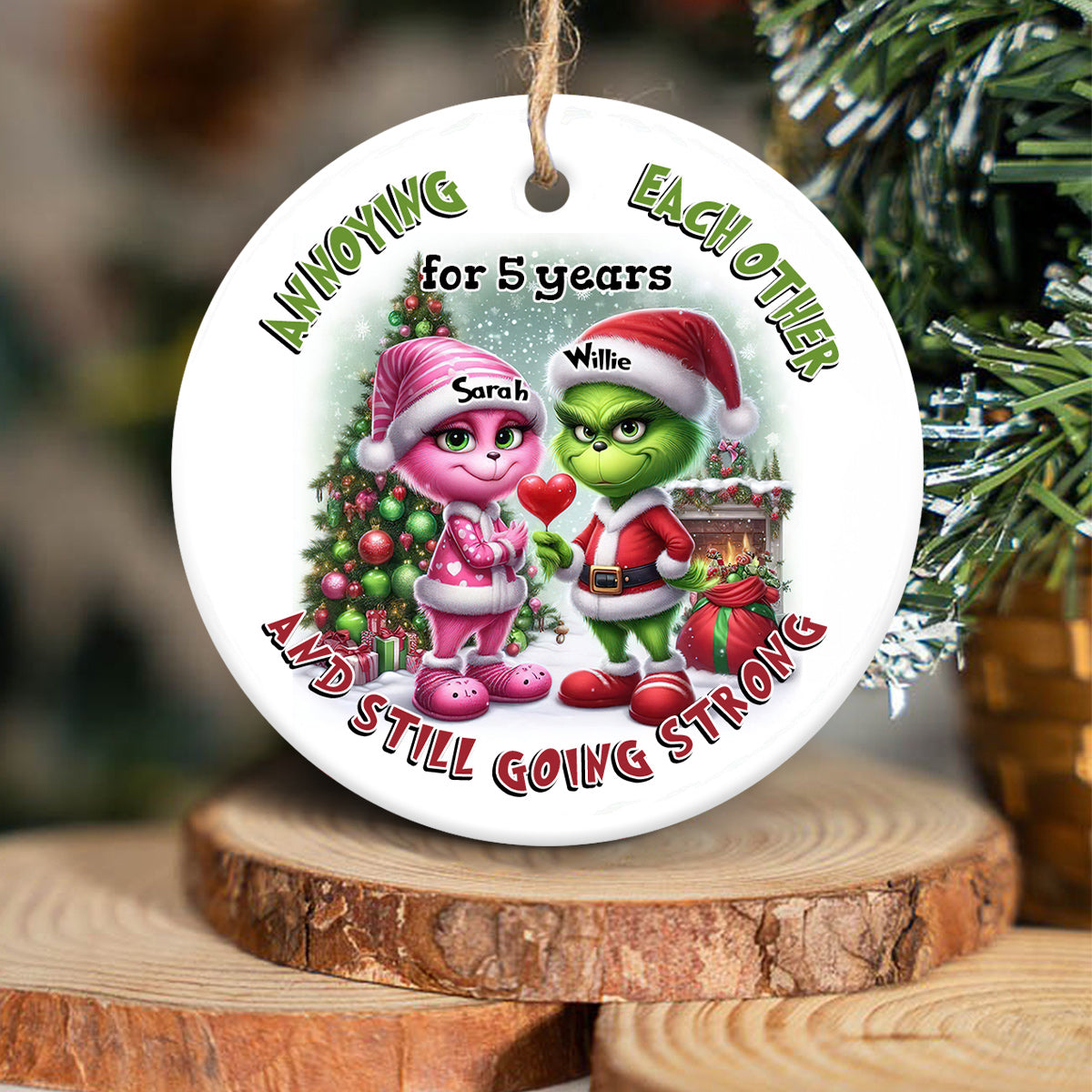 Personalized Ceramic Christmas Ornament Annoying Each Other Gift for Couple