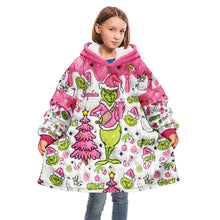 Load image into Gallery viewer, Personalized Grinch Blanket Hoodie Custom Name Gift for Christmas
