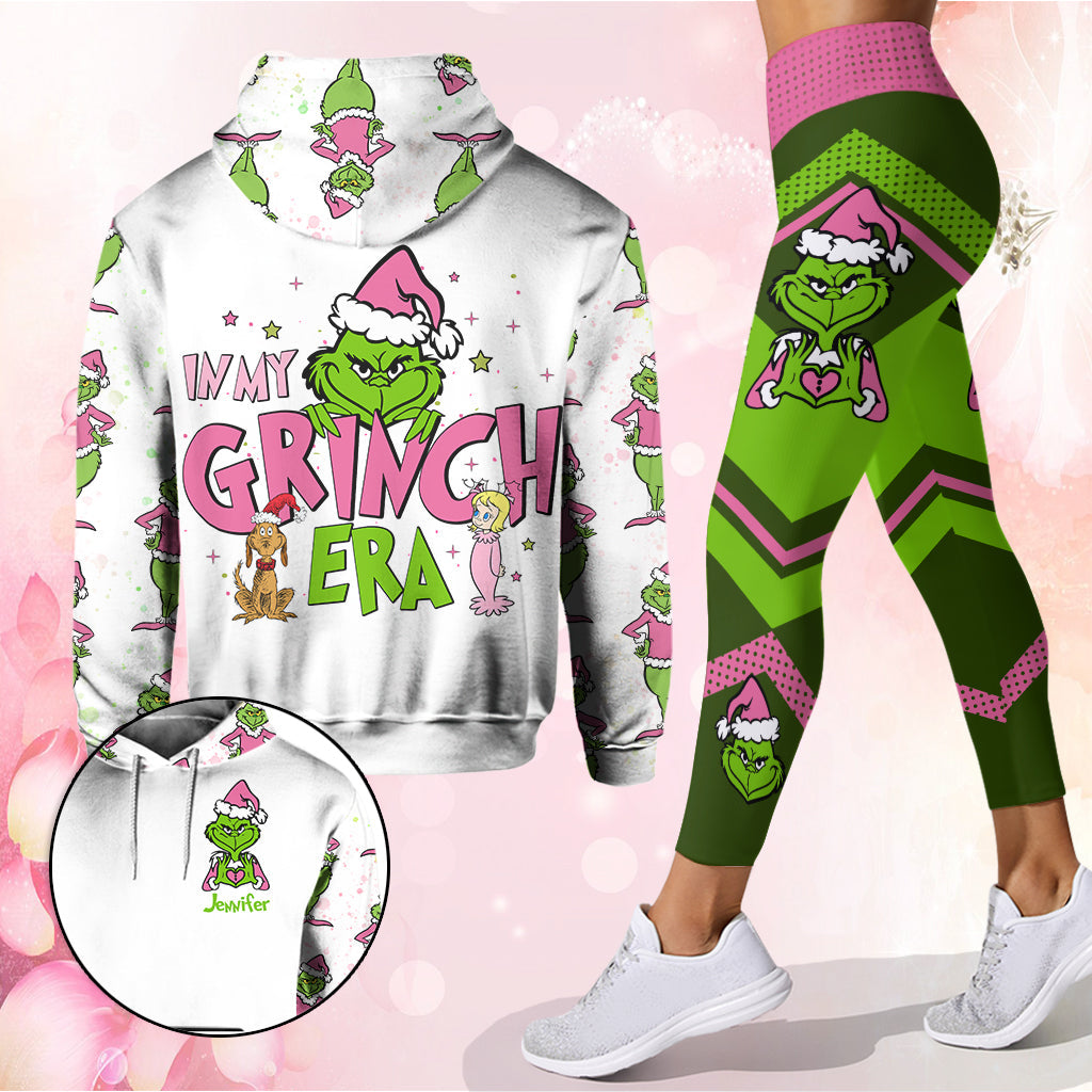 Personalized Grinch Era Christmas Hoodie and Leggings Set