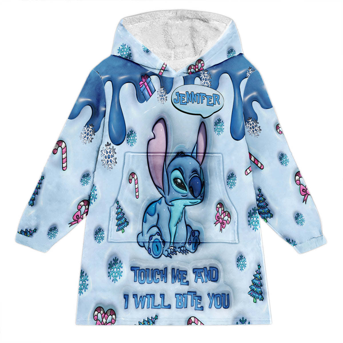 Personalized Ohana Blanket Hoodie Custom Name for Winter Gift