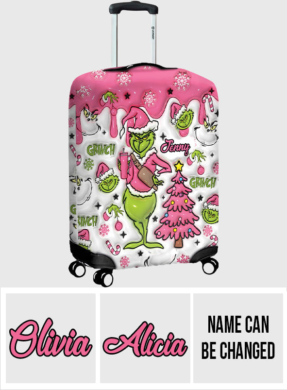 Personalized Grinchmas Luggage Cover Custom Name for Christmas