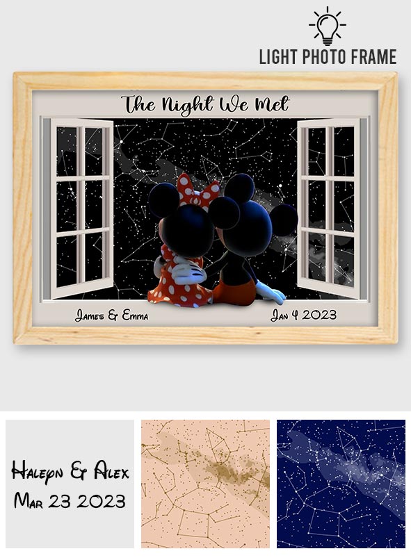 Personalized Night Star Map Light Photo Frame for Couples