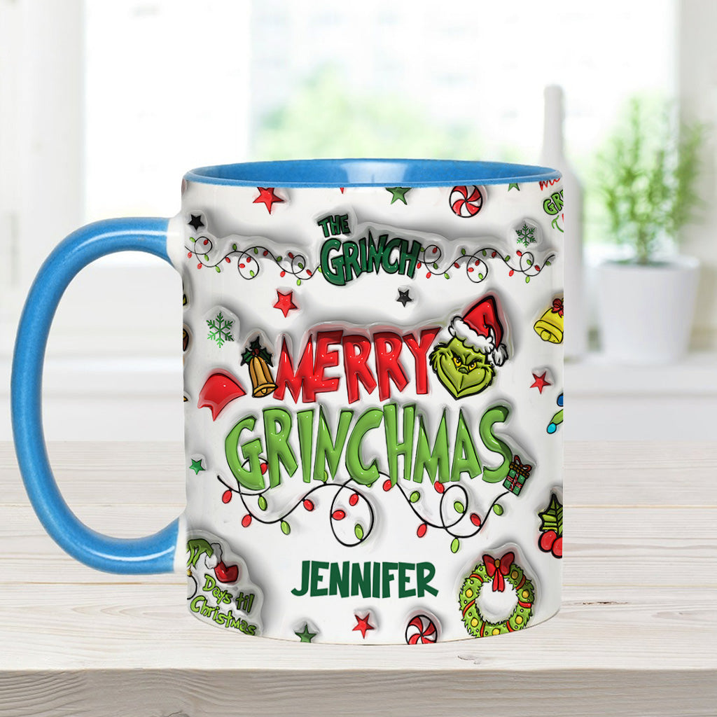 Personalized Grinch Christmas Accent Mug Custom Name Gift