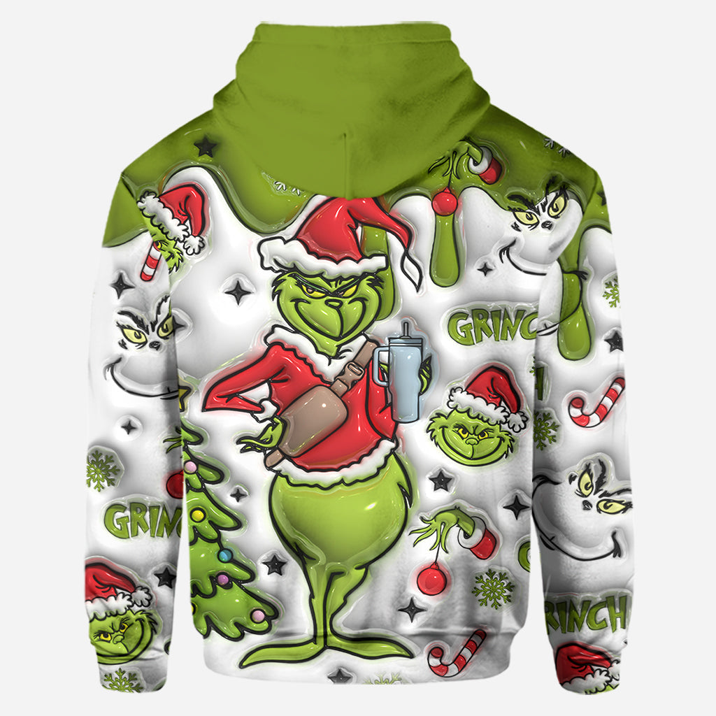 Personalized Grinch Hoodie and Leggings Set Christmas Gift