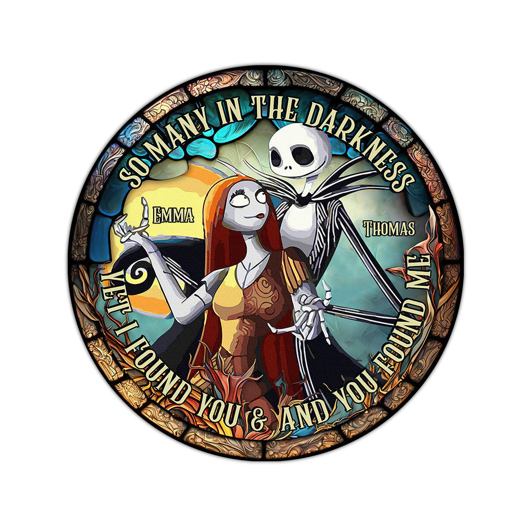 Personalized Stained Glass Round Rug Custom Couple Gift