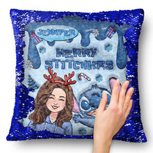 Load image into Gallery viewer, Personalized Sequin Pillow Cover Merry Christmas Gift for Mom
