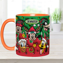 Load image into Gallery viewer, Personalized Christmas Mouse Accent Mug Custom Name Gift
