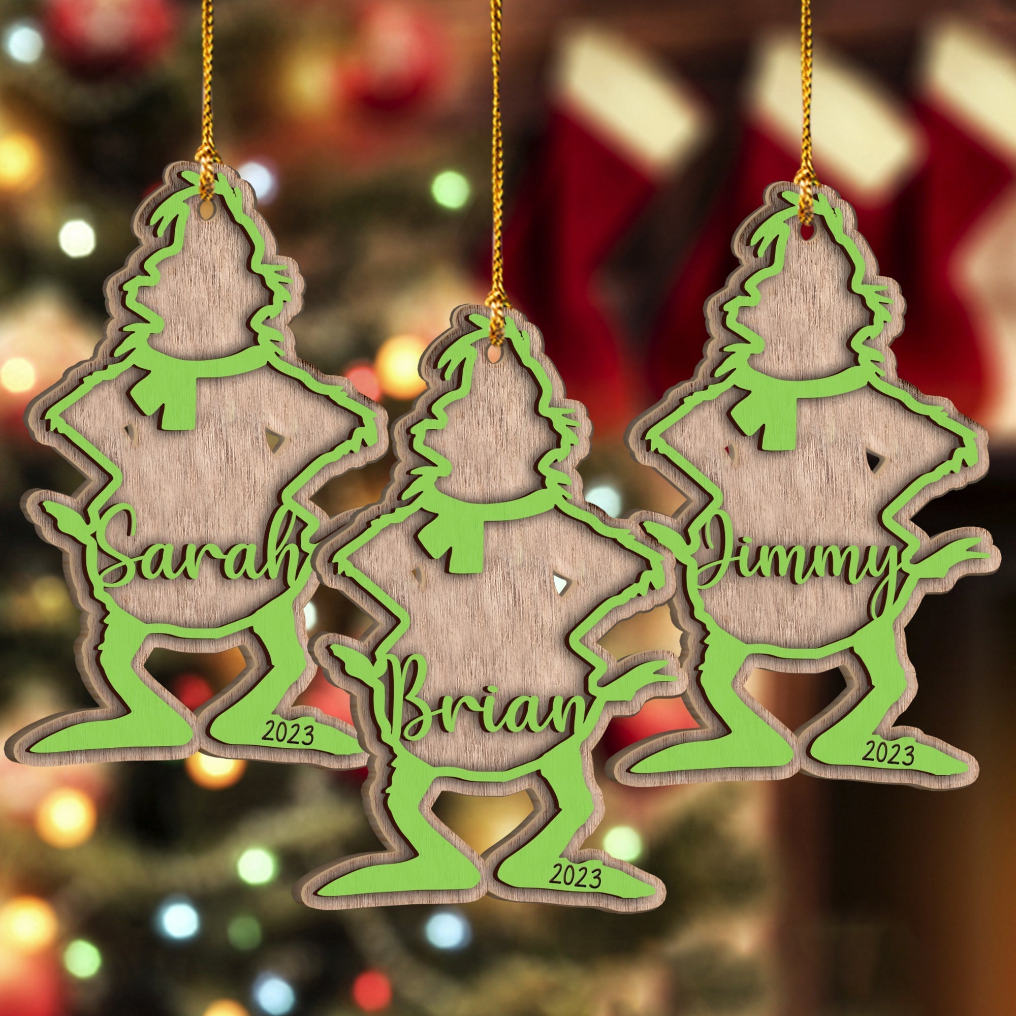 Personalized Grinchmas 2 Layered Ornament Custom Name Gift