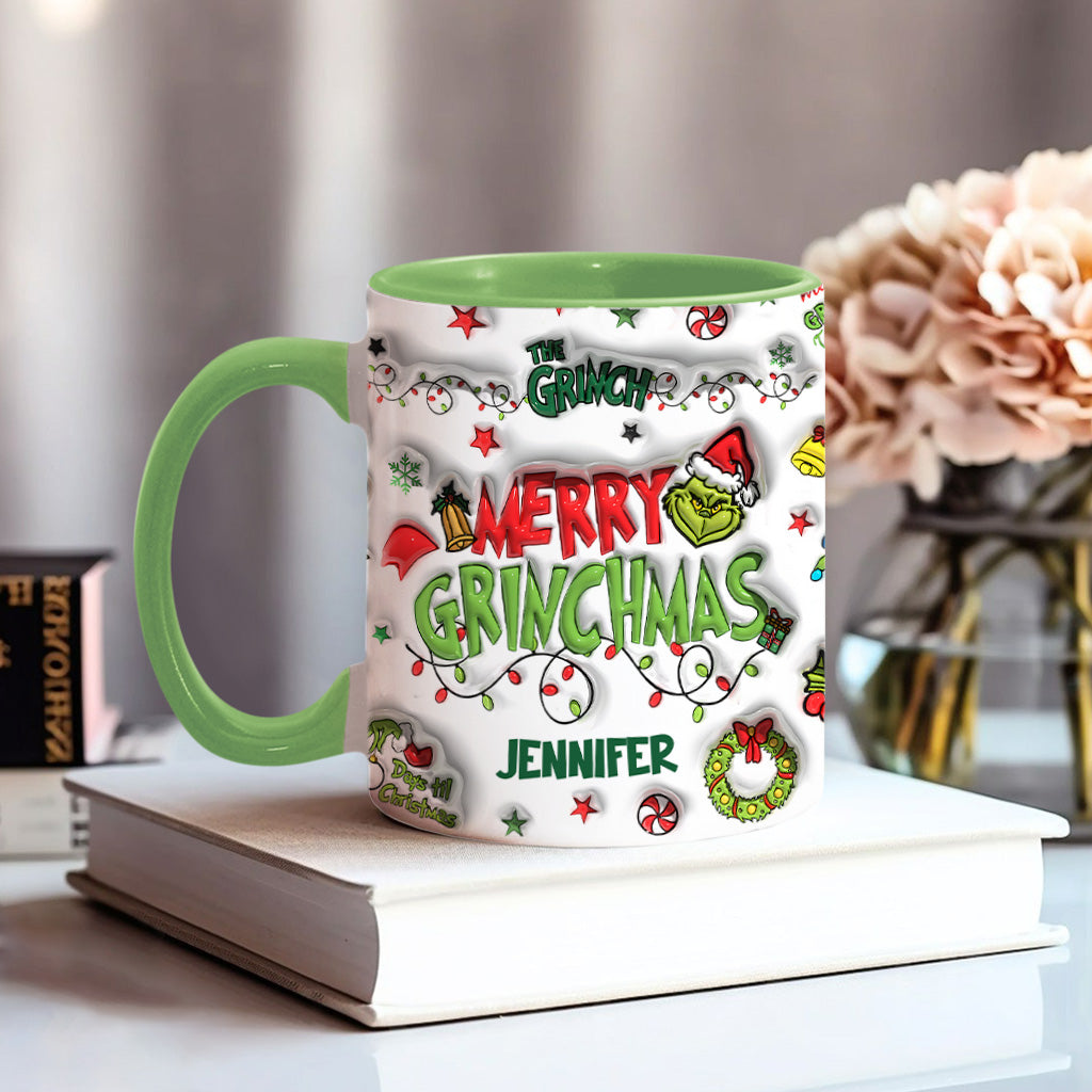 Personalized Grinch Christmas Accent Mug Custom Name Gift