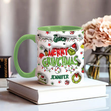 Load image into Gallery viewer, Personalized Grinch Christmas Accent Mug Custom Name Gift
