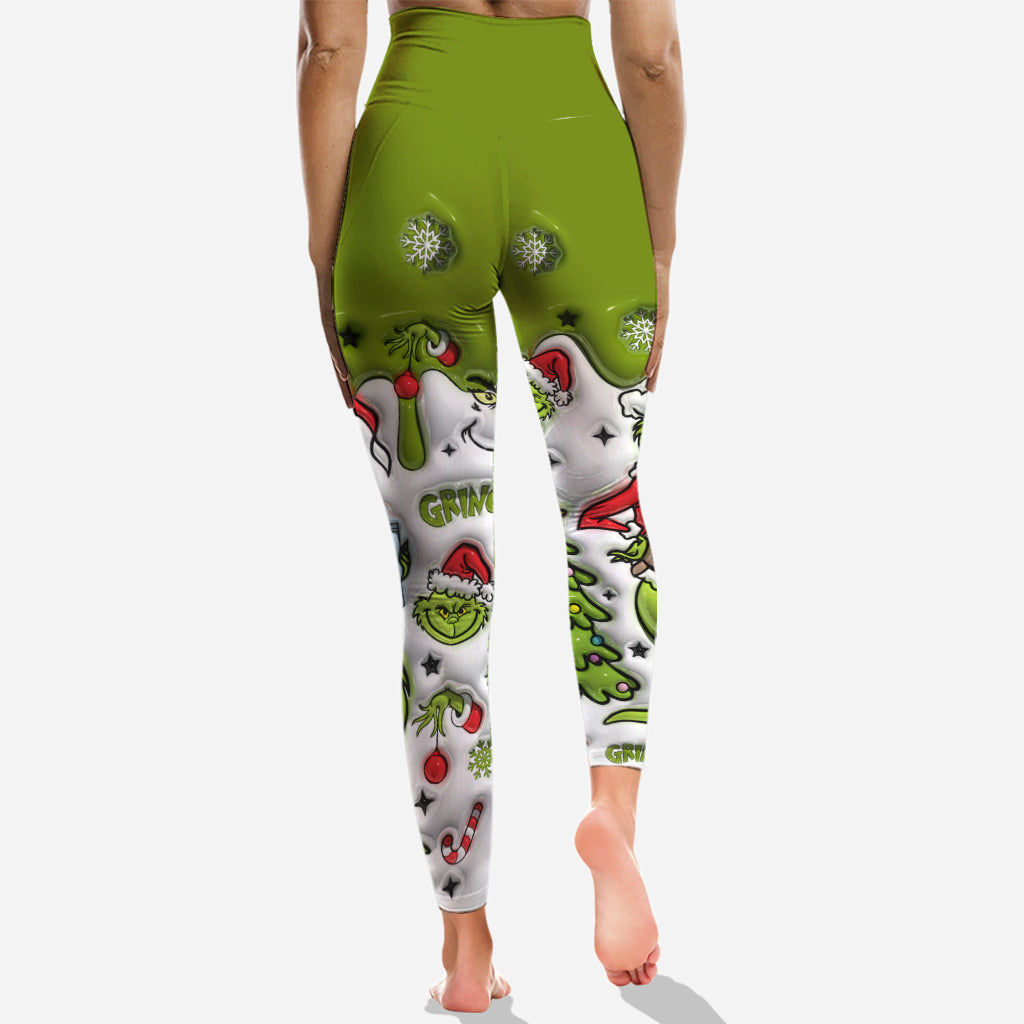 Personalized Grinch Hoodie and Leggings Set Christmas Gift