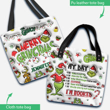 Load image into Gallery viewer, Personalized Grinch Christmas Tote Bag Custom Name Gift
