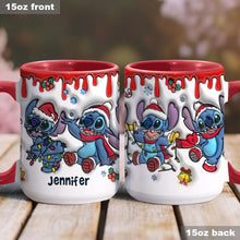 Load image into Gallery viewer, Personalized Christmas Accent Mug with Ohana Design for Mom
