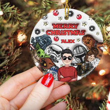 Load image into Gallery viewer, Personalized Ceramic Circle Ornament Merry Sithmas Gift for Kids
