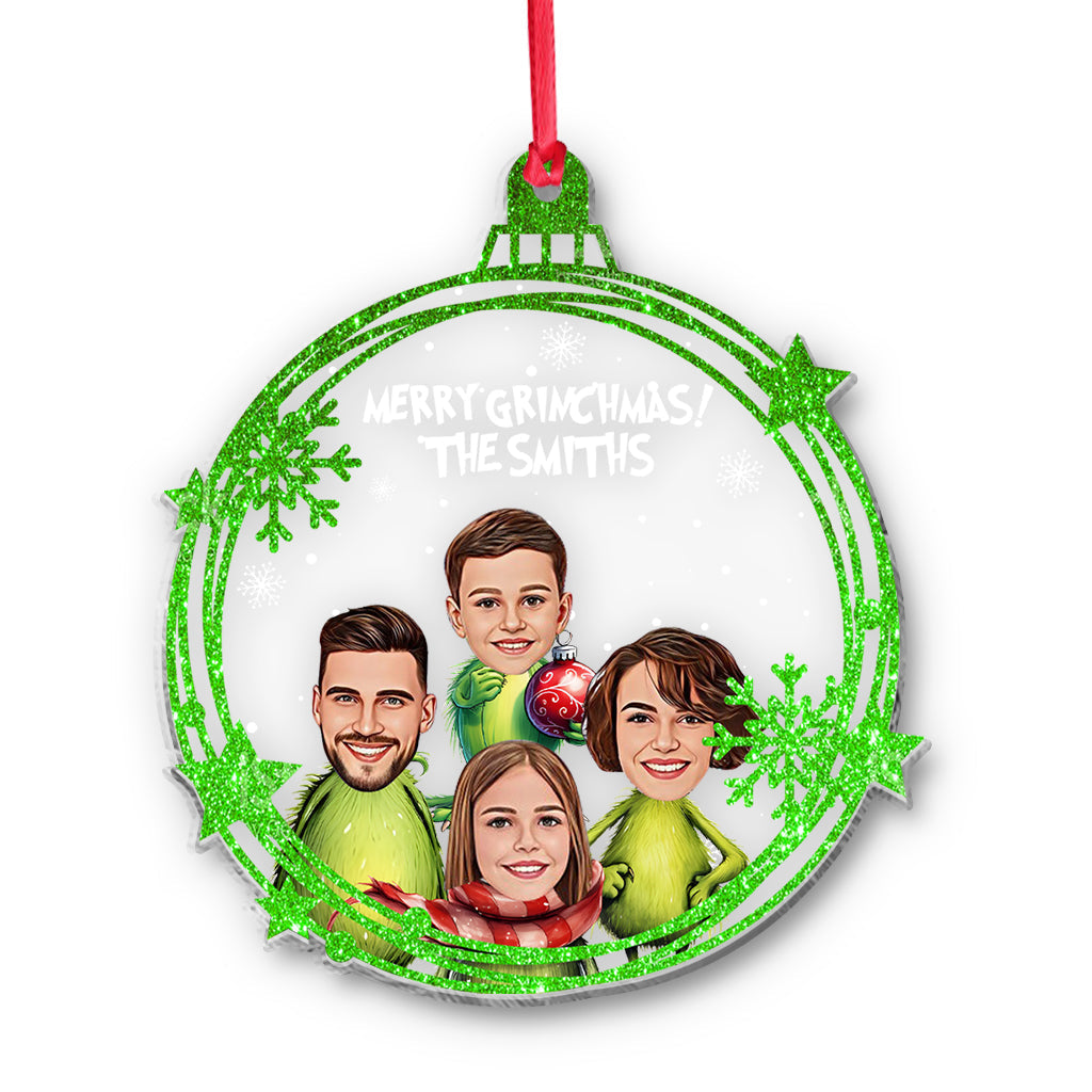 Personalized Merry Grinchmas One-sided Ornament Custom Family Gift