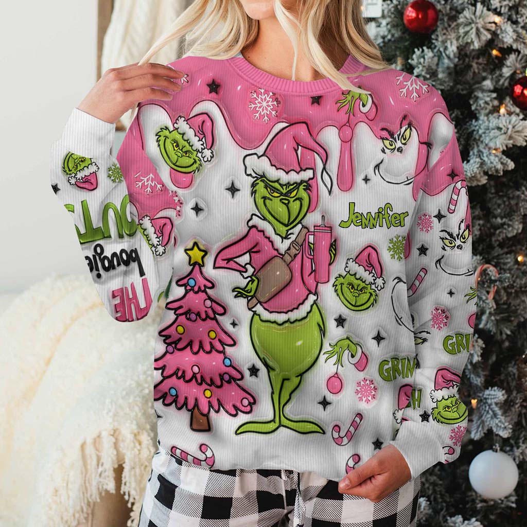 Personalized Grinch Ugly Christmas Sweater Gift for Mom