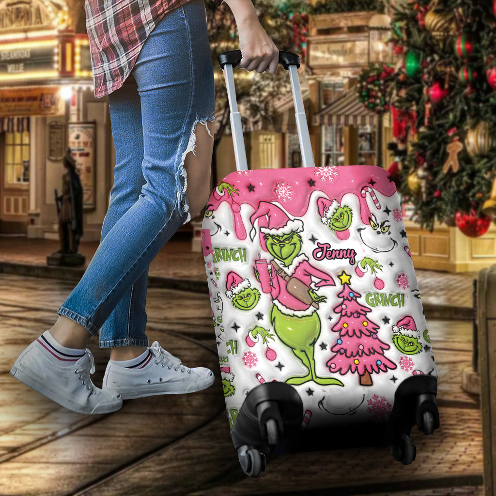 Personalized Grinchmas Luggage Cover Custom Name for Christmas
